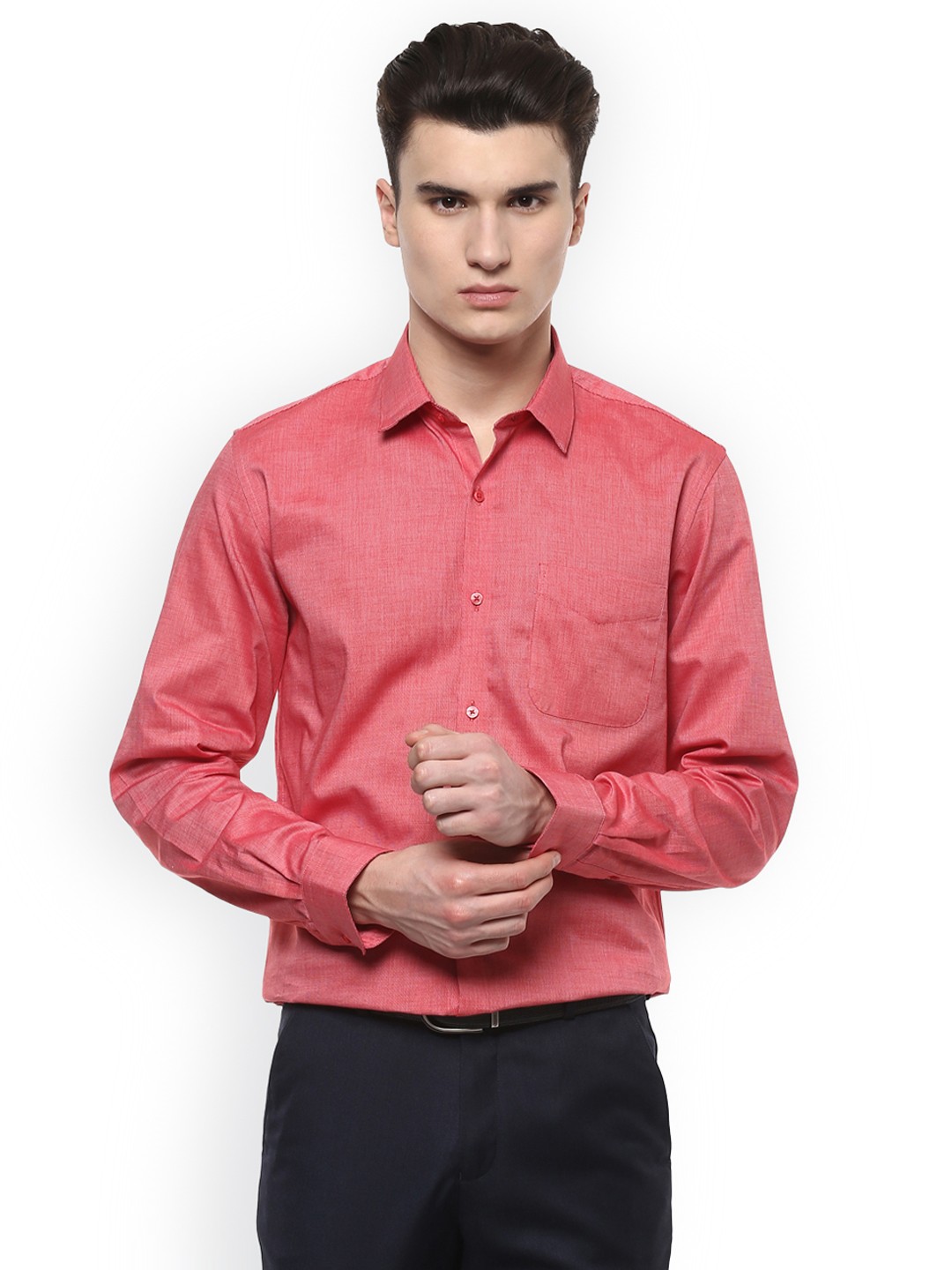 

Peter England Men Red Regular Fit Solid Casual Shirt