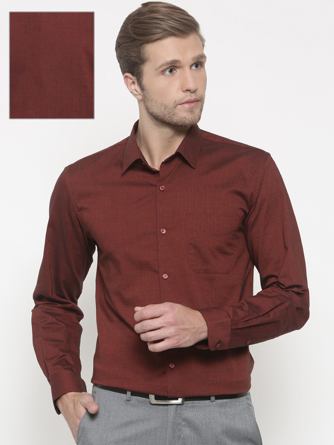 

Peter England Men Maroon Slim Fit Self Design Formal Shirt