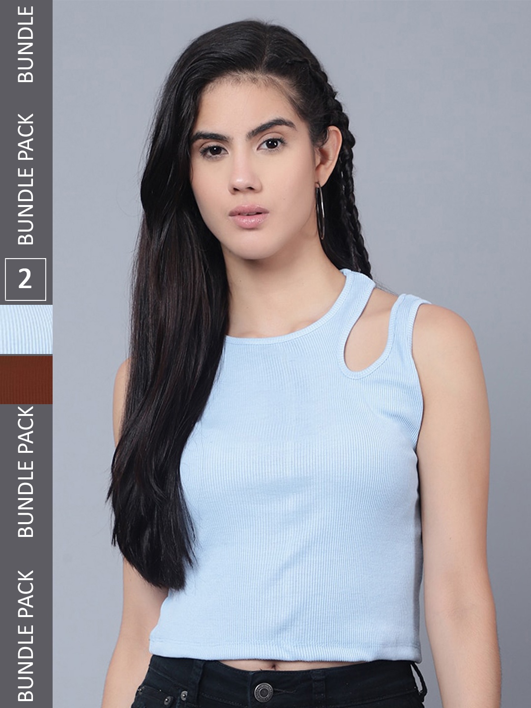 

Boleem Pack Of 2 Cut-Out Cotton Crop Tops, Maroon