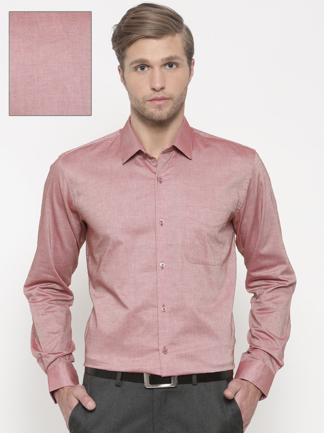 

Peter England Men Red Nuvo Slim Fit Solid Formal Shirt