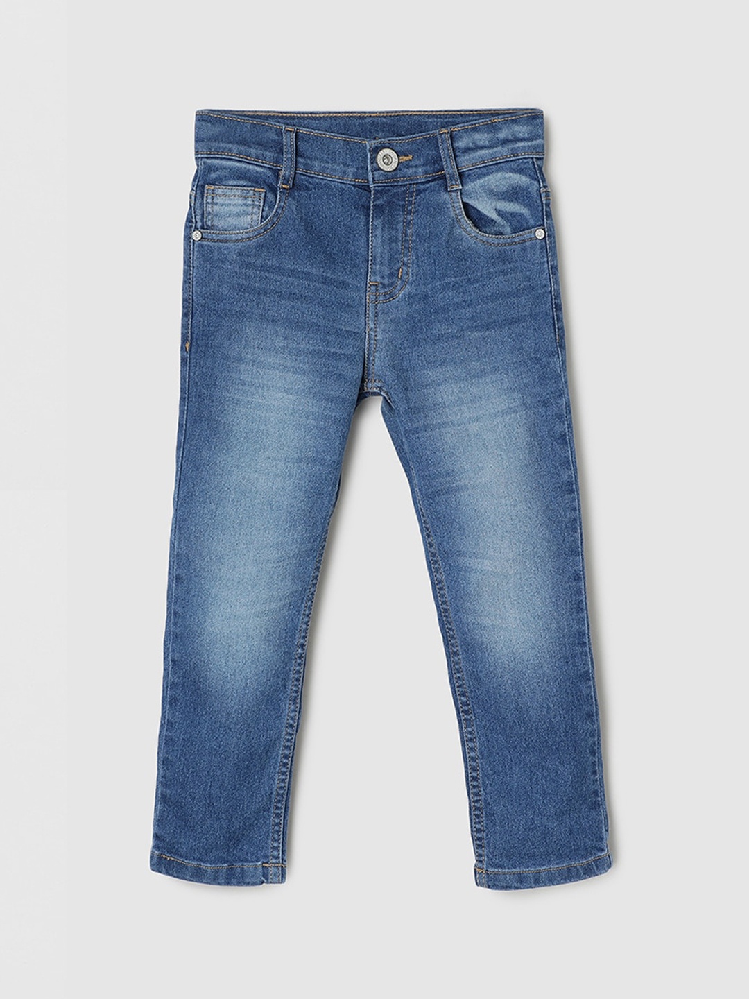

max Boys Mid-Rise Heavy Fade Pure Cotton Jeans, Blue