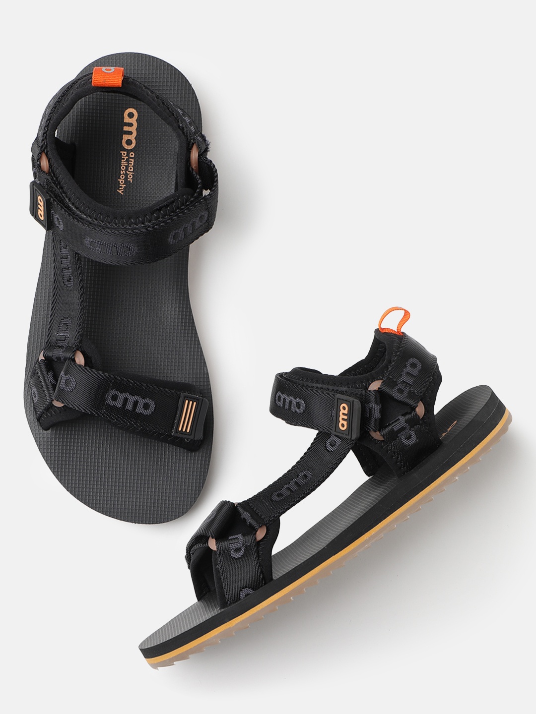 

AMP Men Sports Sandals With Velcro Closure, Black