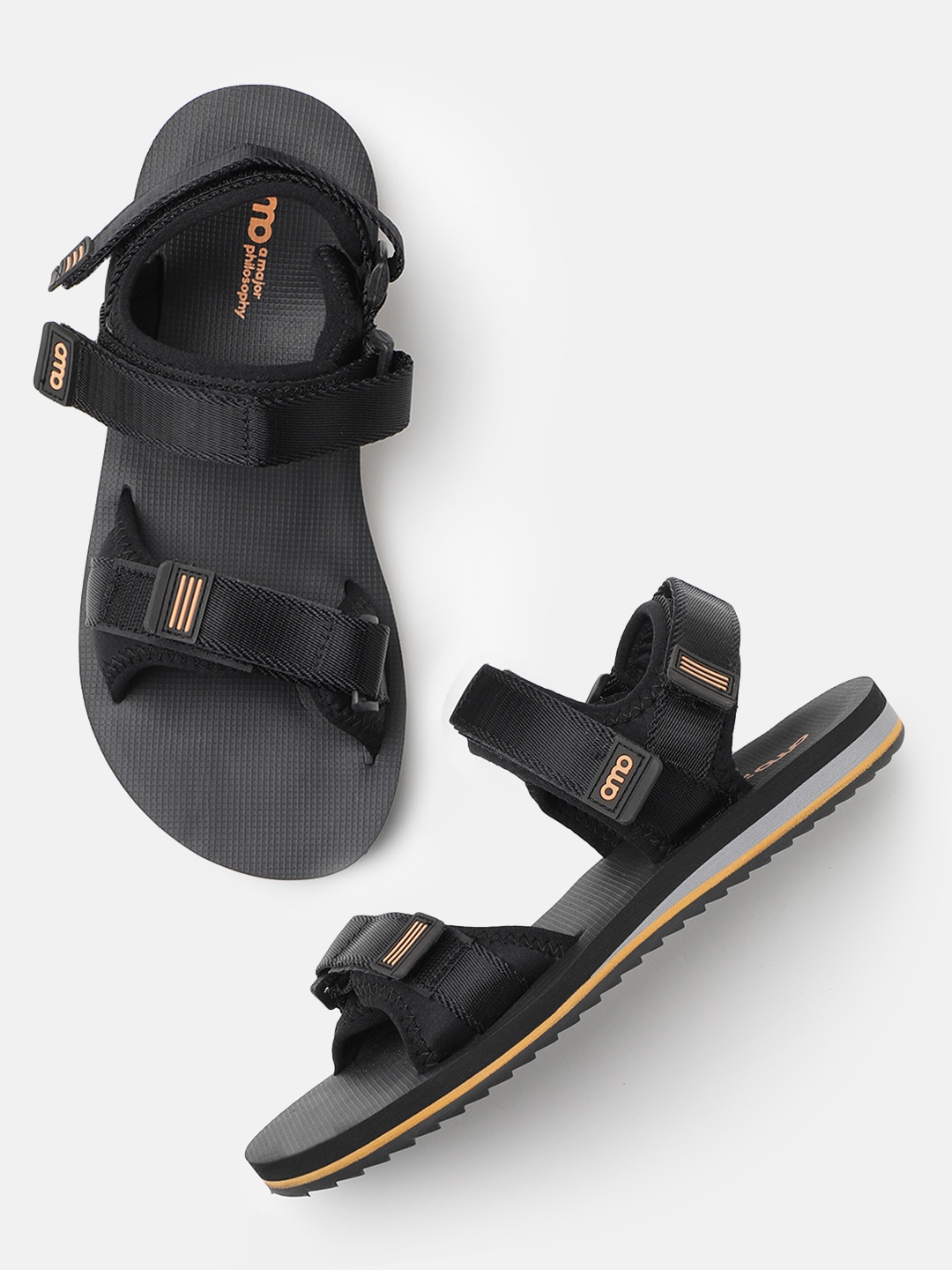 

AMP Men Printed Sports Sandals, Black