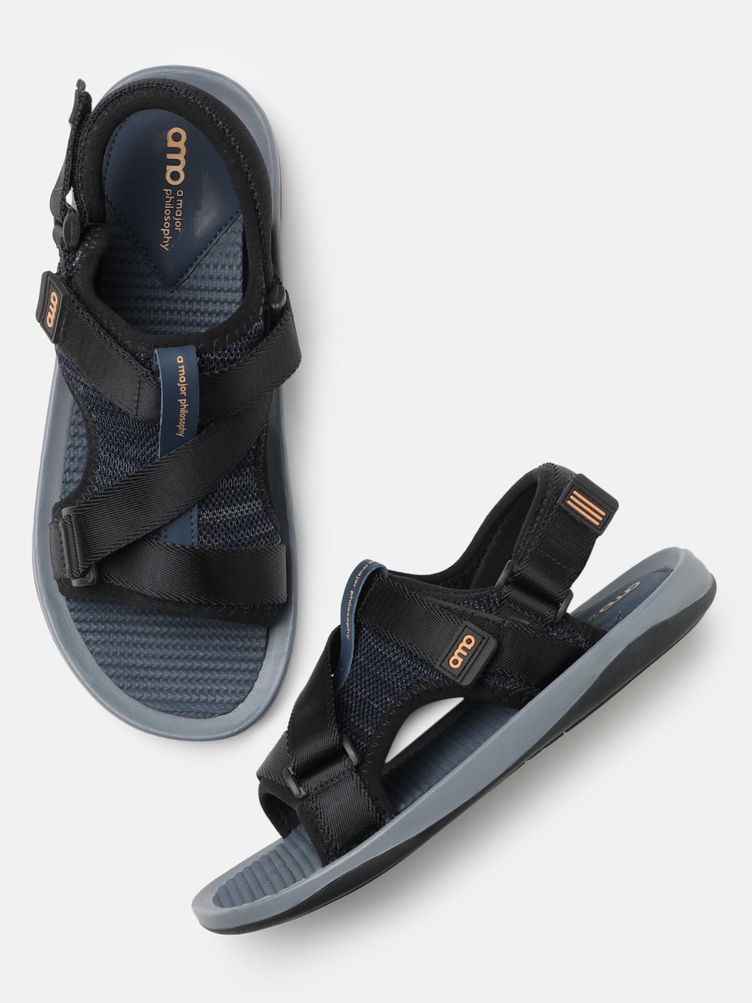 

AMP Men Sports Sandals With Velcro Closure, Navy blue