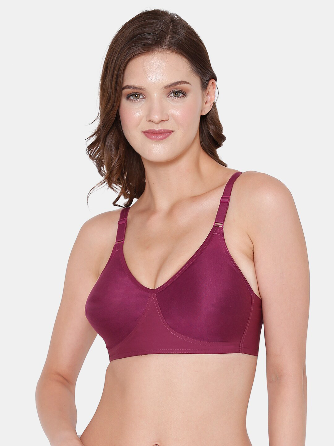 

Souminie Full Coverage Non-Wired Non Padded Cotton Everyday Bra With All Day Comfort, Magenta
