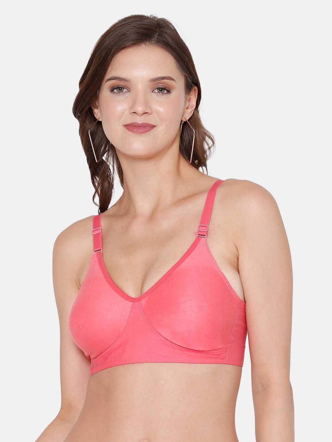 

Souminie Full Coverage All Day Comfort Super Support Cotton Everyday Bra, Coral