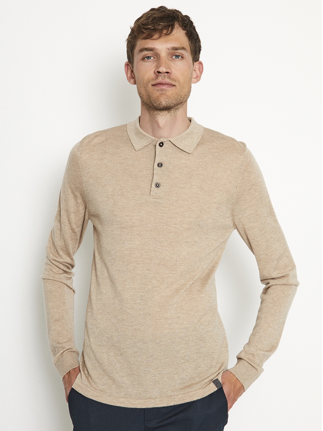 

Bruun & Stengade Polo Collar Pullover Sweater, Beige