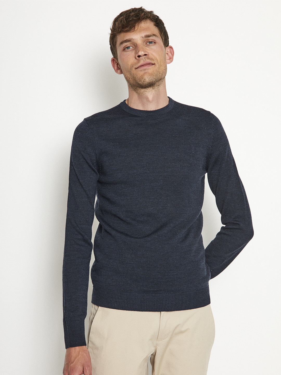 

Bruun & Stengade Long Sleeve Wool Pullover Sweater, Navy blue