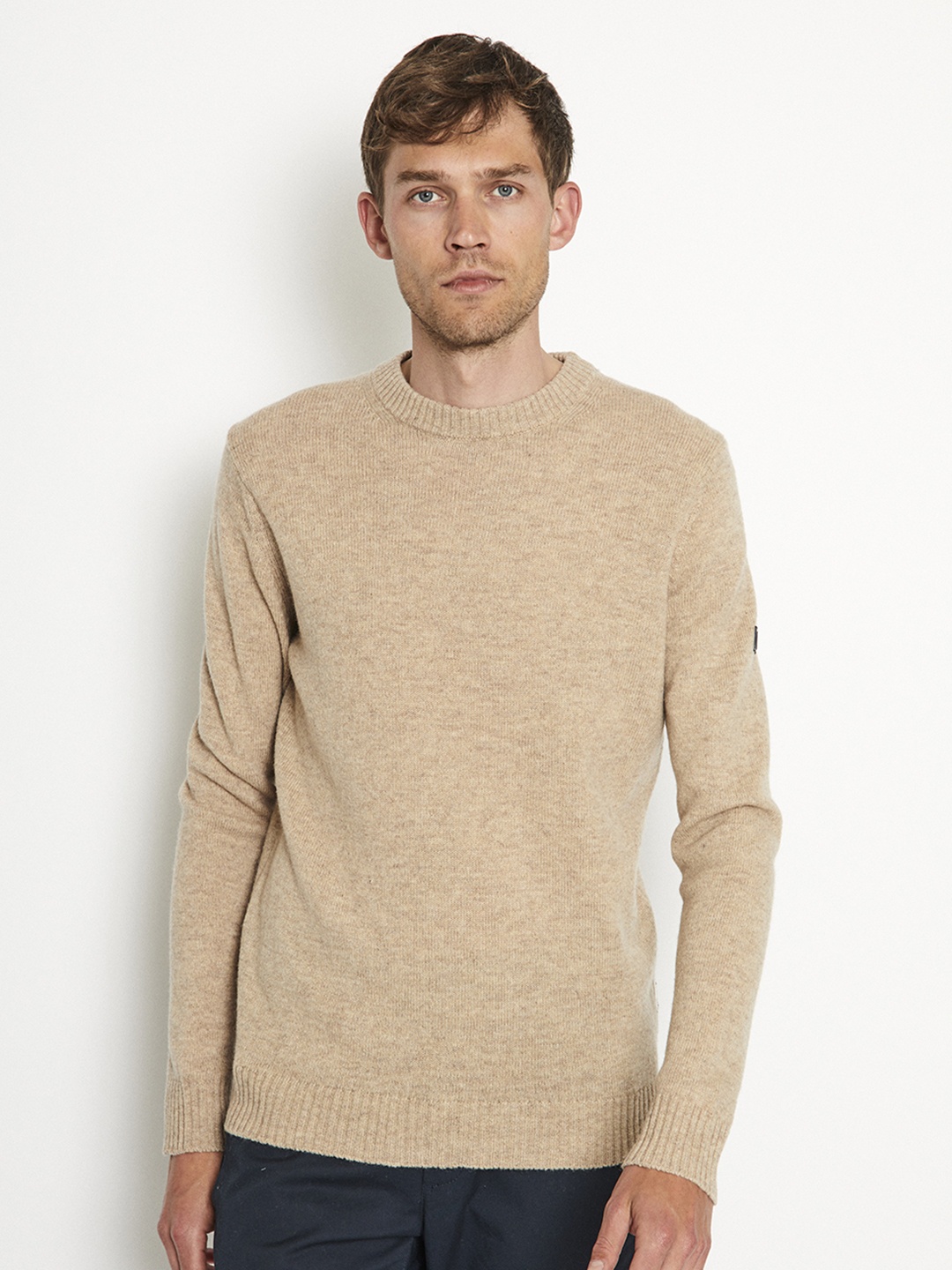 

Bruun & Stengade Long Sleeves Wool Pullover Sweater, Beige