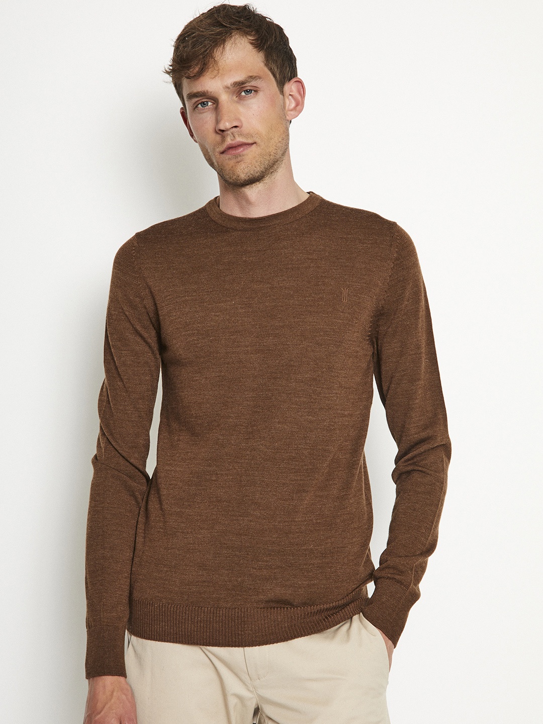 

Bruun & Stengade Long Sleeves Wool Acrylic Pullover, Brown