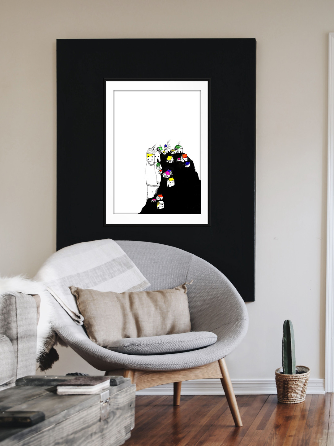 

Sasimo Mandala Black & White Silent City Wall Art