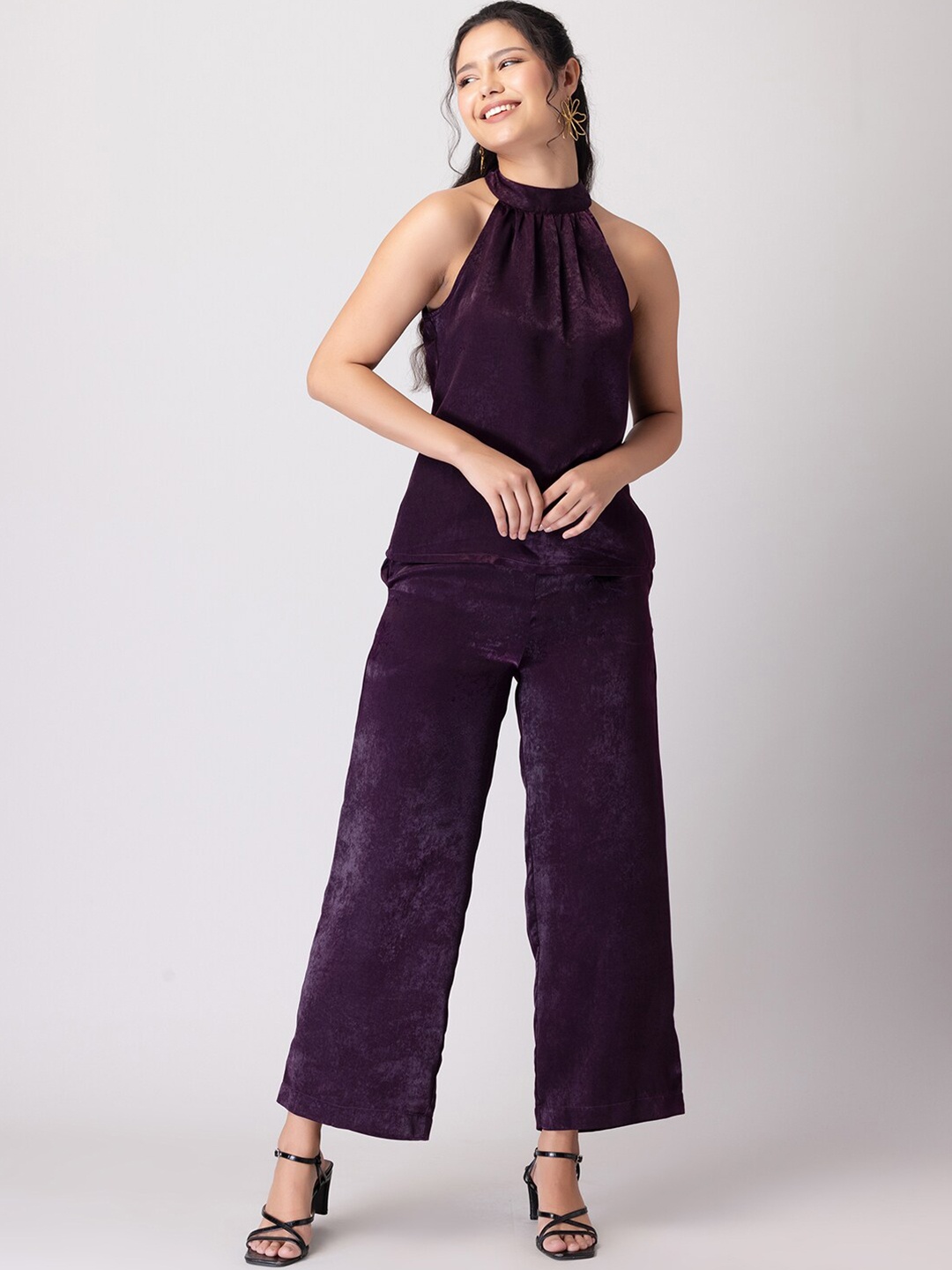 

FabAlley Halter Neck Top And Trouser, Purple