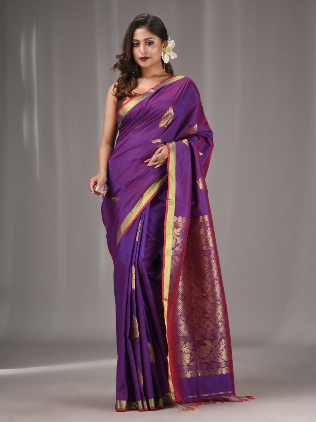 

Charukriti Ethnic Motif Woven Design Zari Saree, Purple