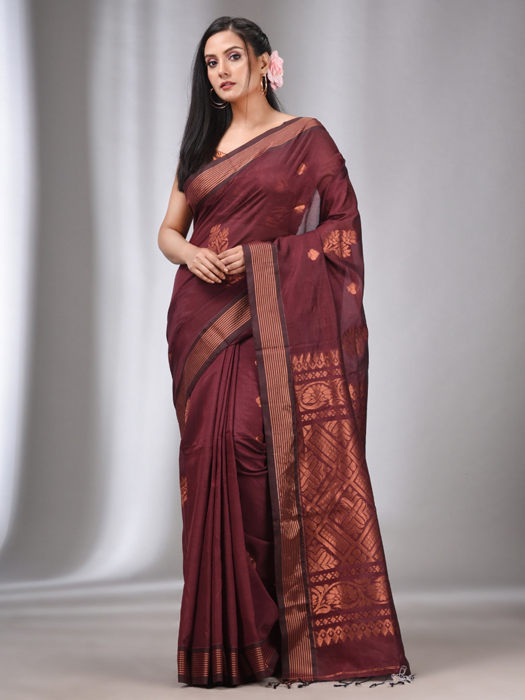 

Charukriti Ethnic Motifs Woven Design Zari Saree, Maroon