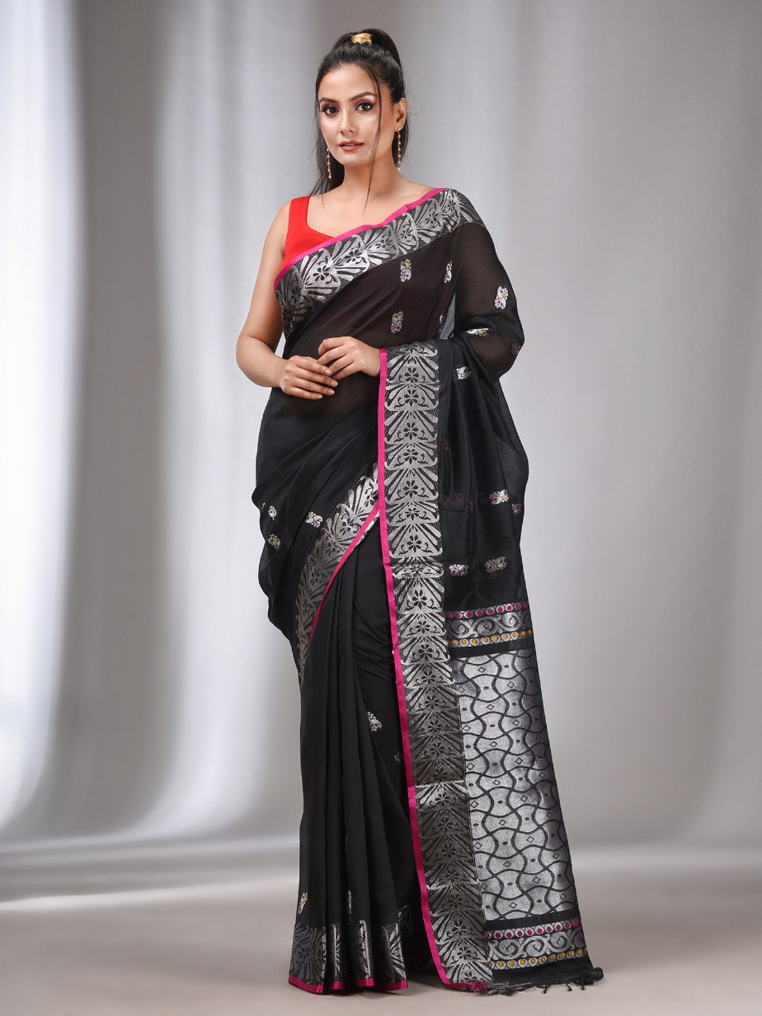 

Charukriti Ethnic Motif Woven Design Zari Saree, Black
