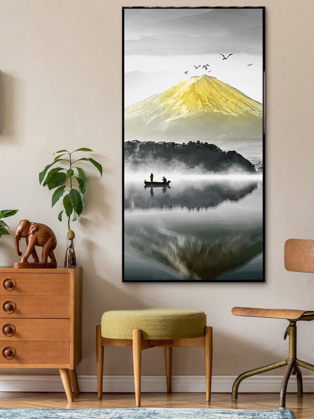 

Art Street White & Black Mountain With Lake Large Printed Canvas Wall Art
