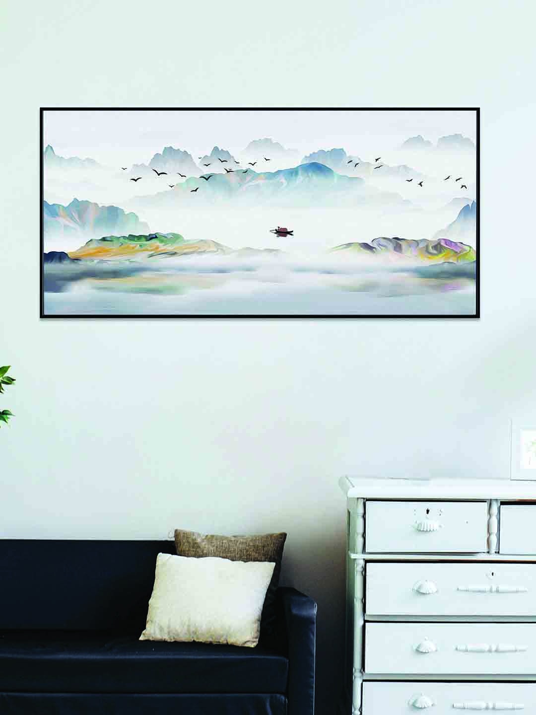 

Art Street Black & White Mountain With Cloud Printed Canvas Wall Art