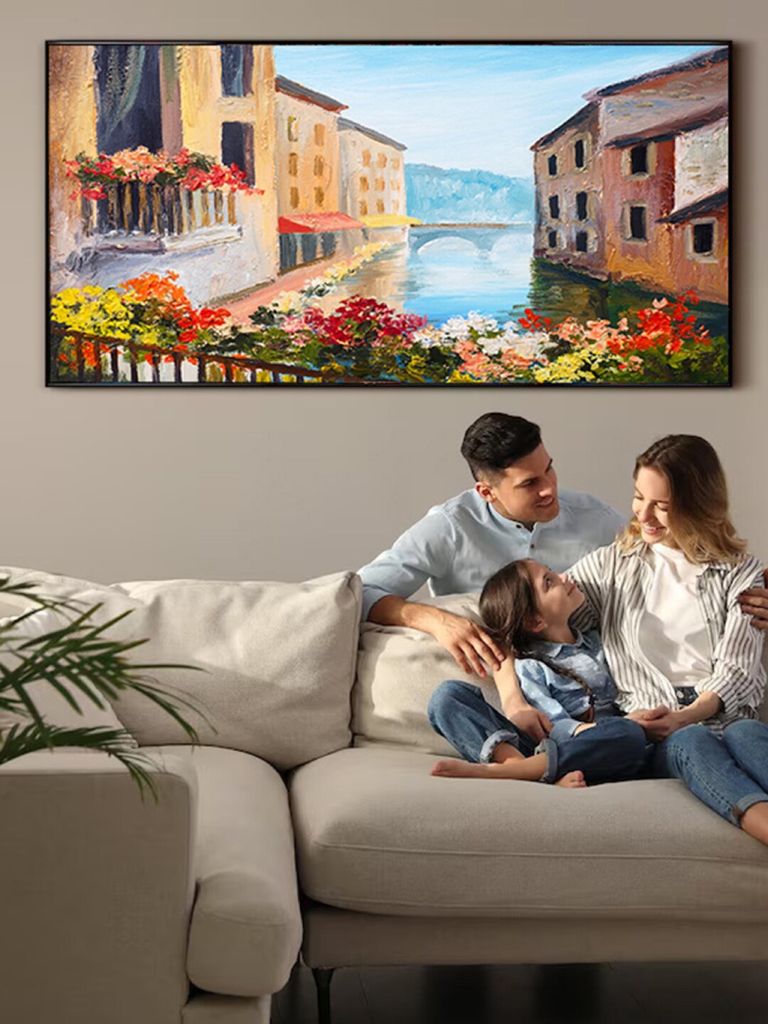 

Art Street Black & Beige Canal In Venice Italy Printed Canvas Wall Art
