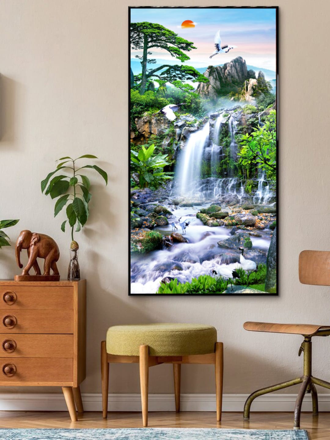 

Art Street Black & Blue Waterfall Printed Canvas Wall Art