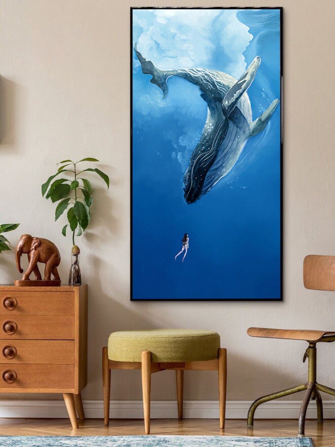 

Art Street Black & Blue Whale With Girl Wall Art