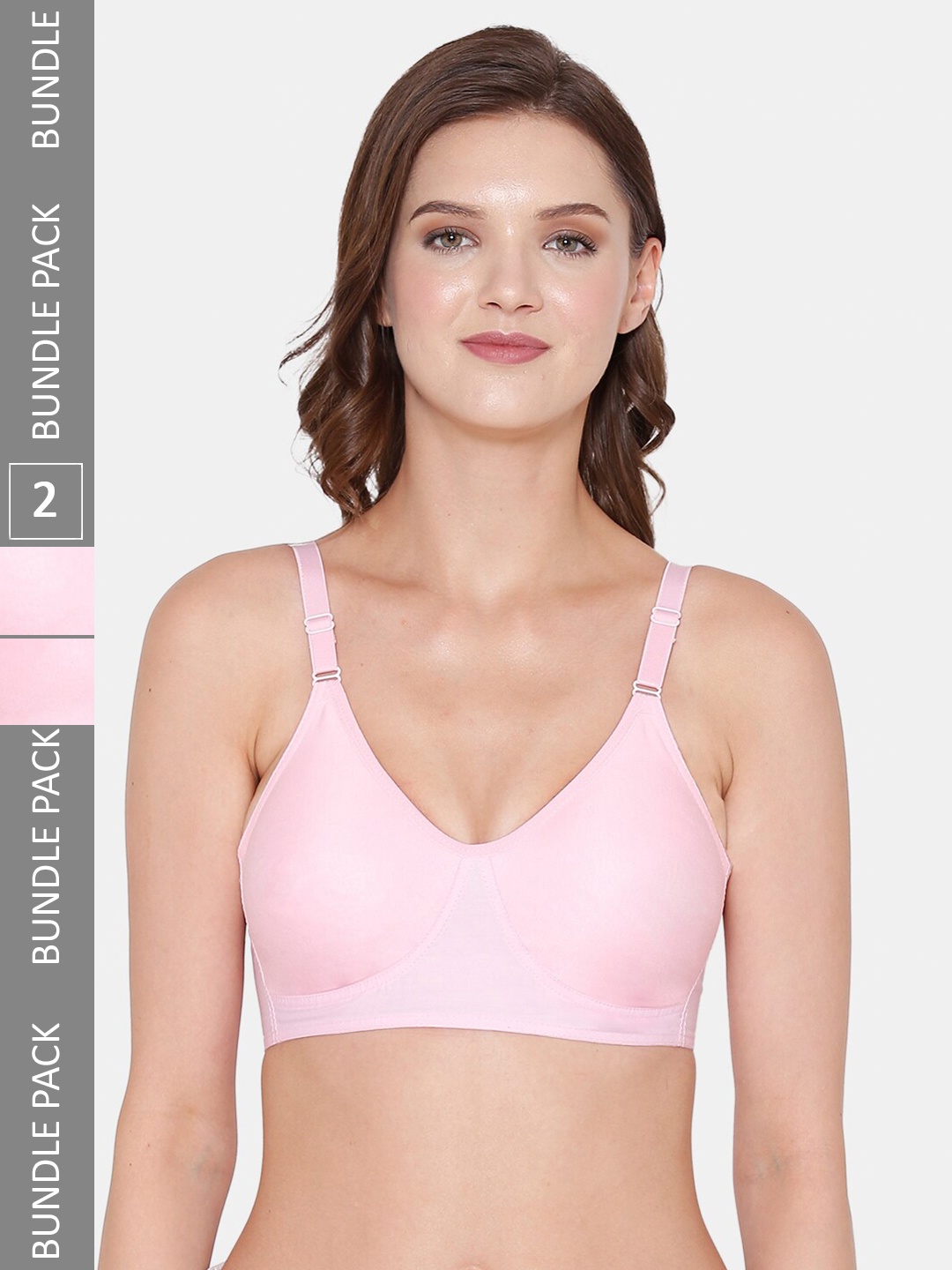 

Souminie Pack Of 2 Full Coverage All Day Comfort Super Support Cotton Everyday Bra, Pink