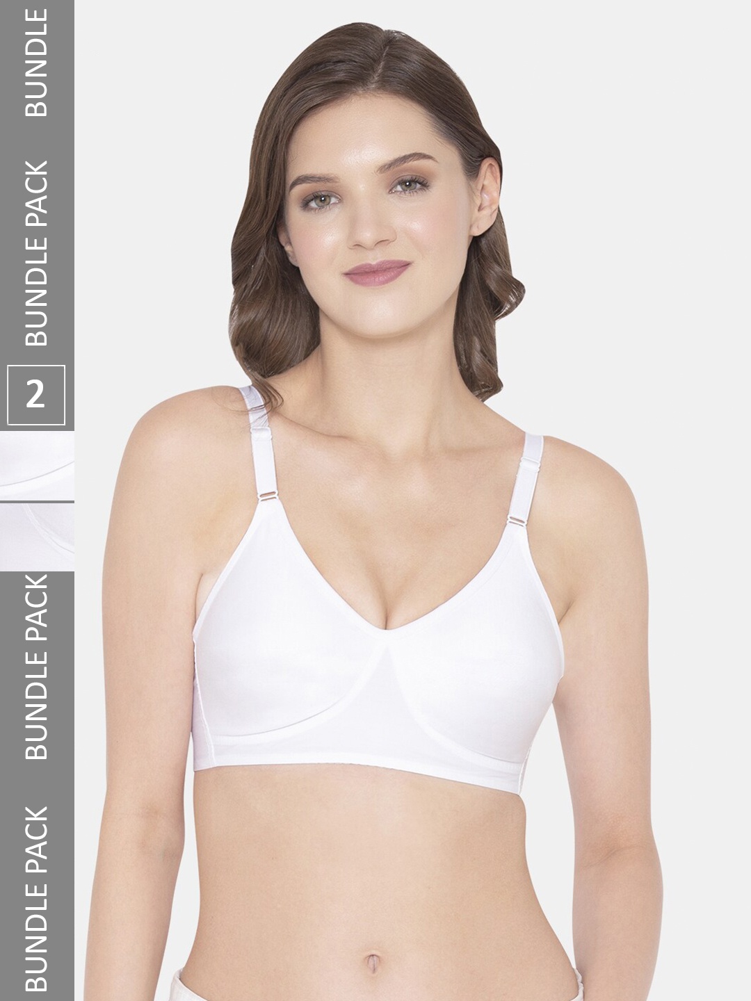 

Souminie Pack Of 2 Full Coverage All Day Comfort Super Support Cotton Everyday Bra, White