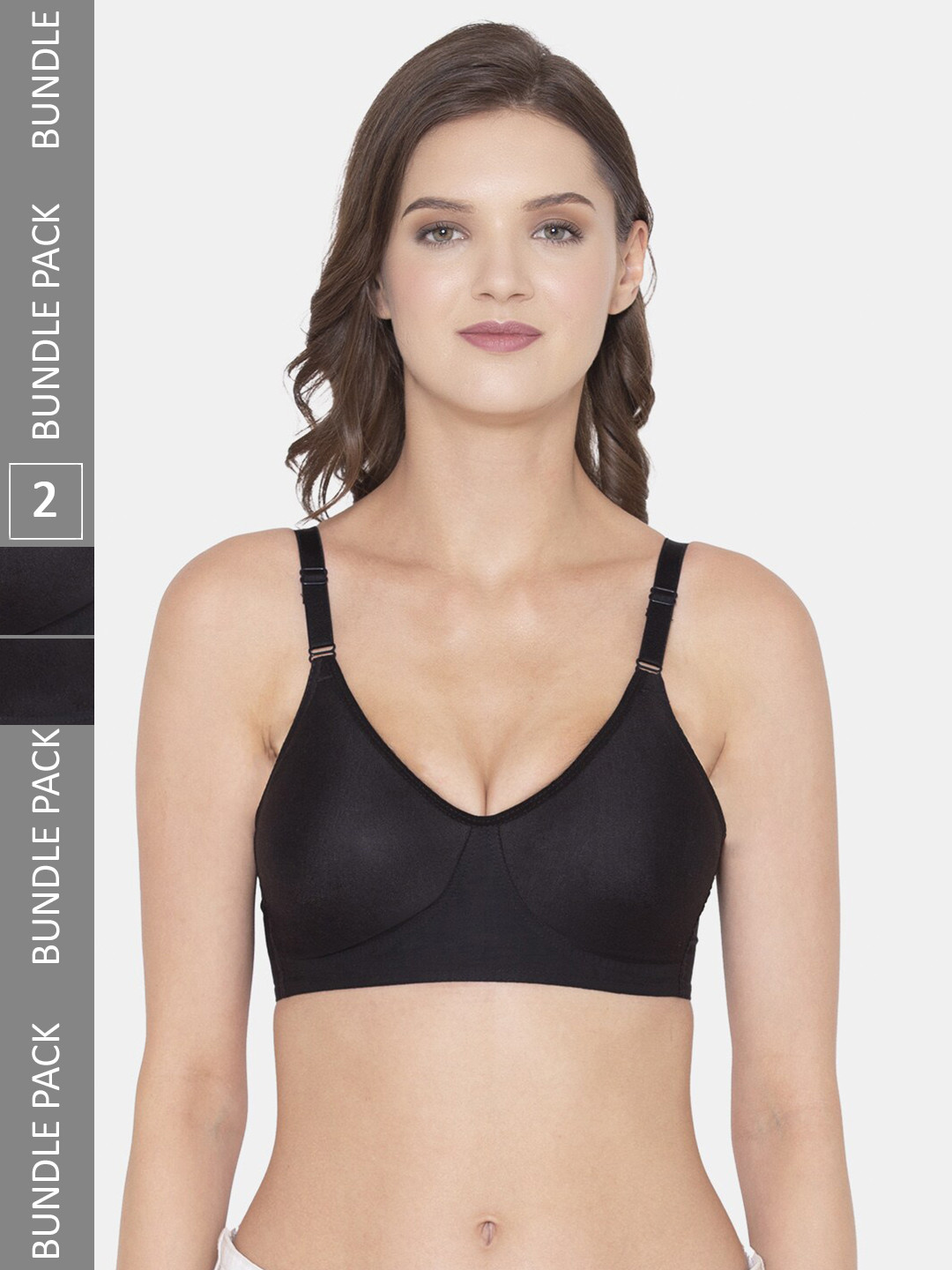 

Souminie Pack Of 2 Full Coverage All Day Comfort Super Support Bra Cotton Everyday Bra, Black