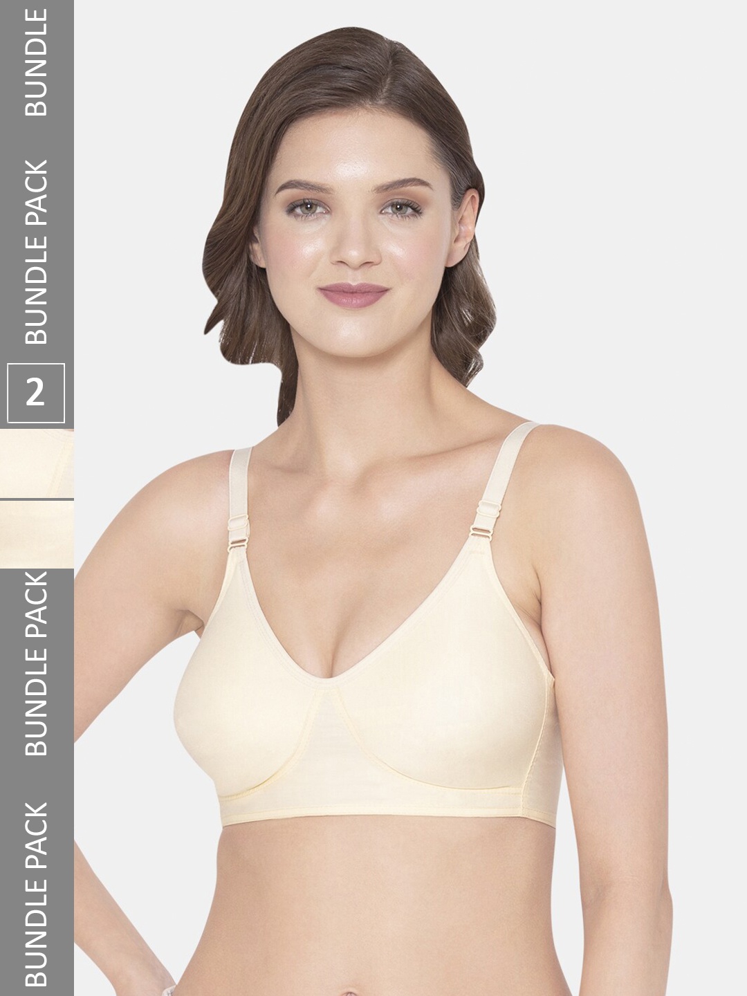 

Souminie Pack Of 2 Full Coverage All Day Comfort Super Support Cotton Everyday Bra, Beige