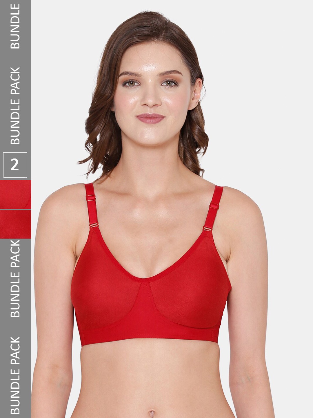 

Souminie Pack Of 2 Full Coverage All Day Comfort Super Support Cotton Everyday Bra, Red
