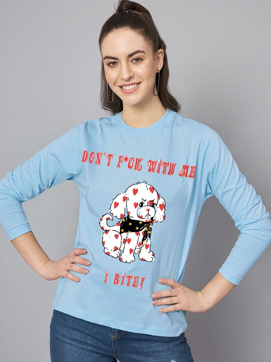 

The Dry State Blue Typography Printed Cotton T-shirt