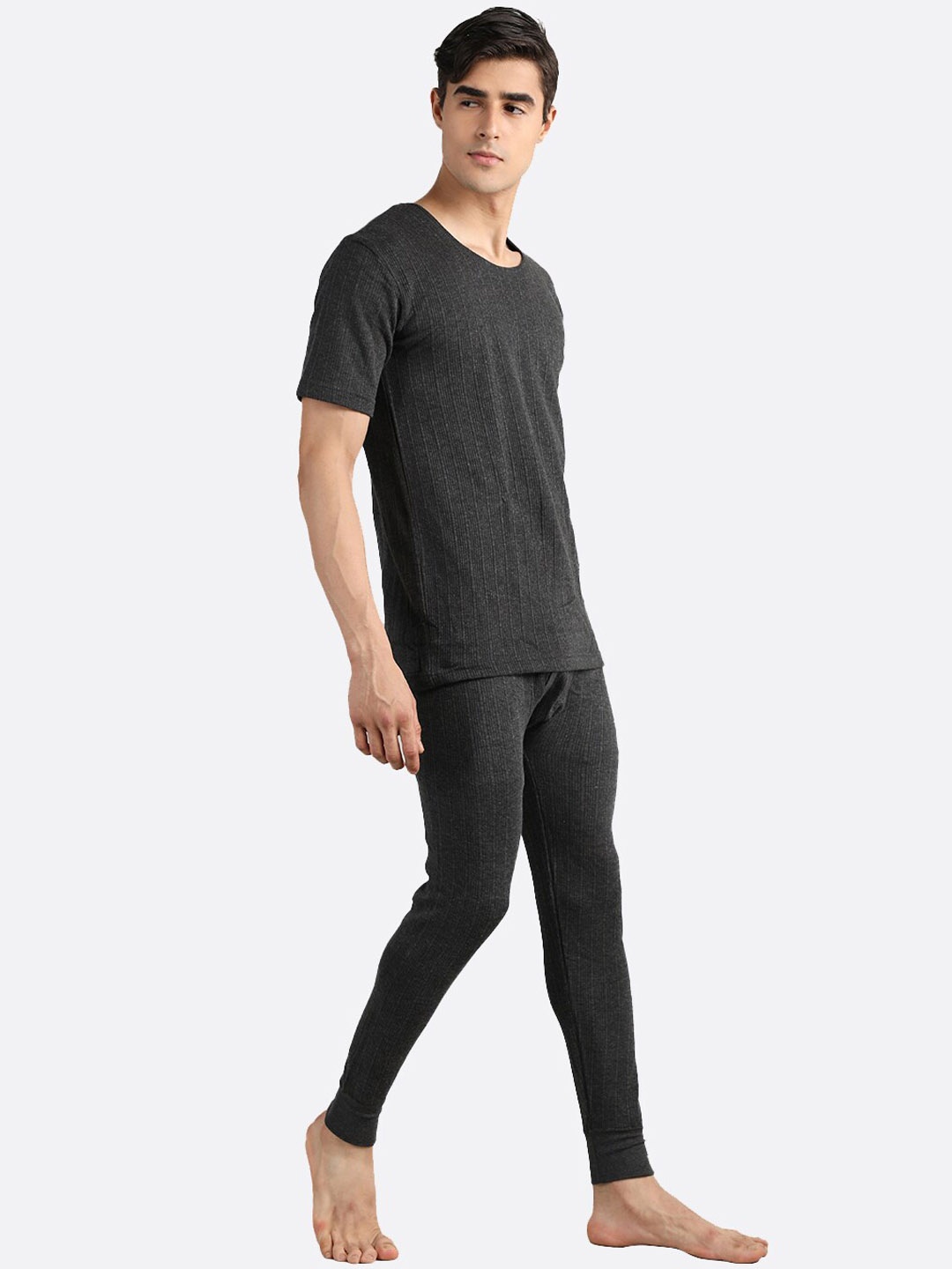 

NEVA Striped Cotton Rich Thermal Set, Charcoal