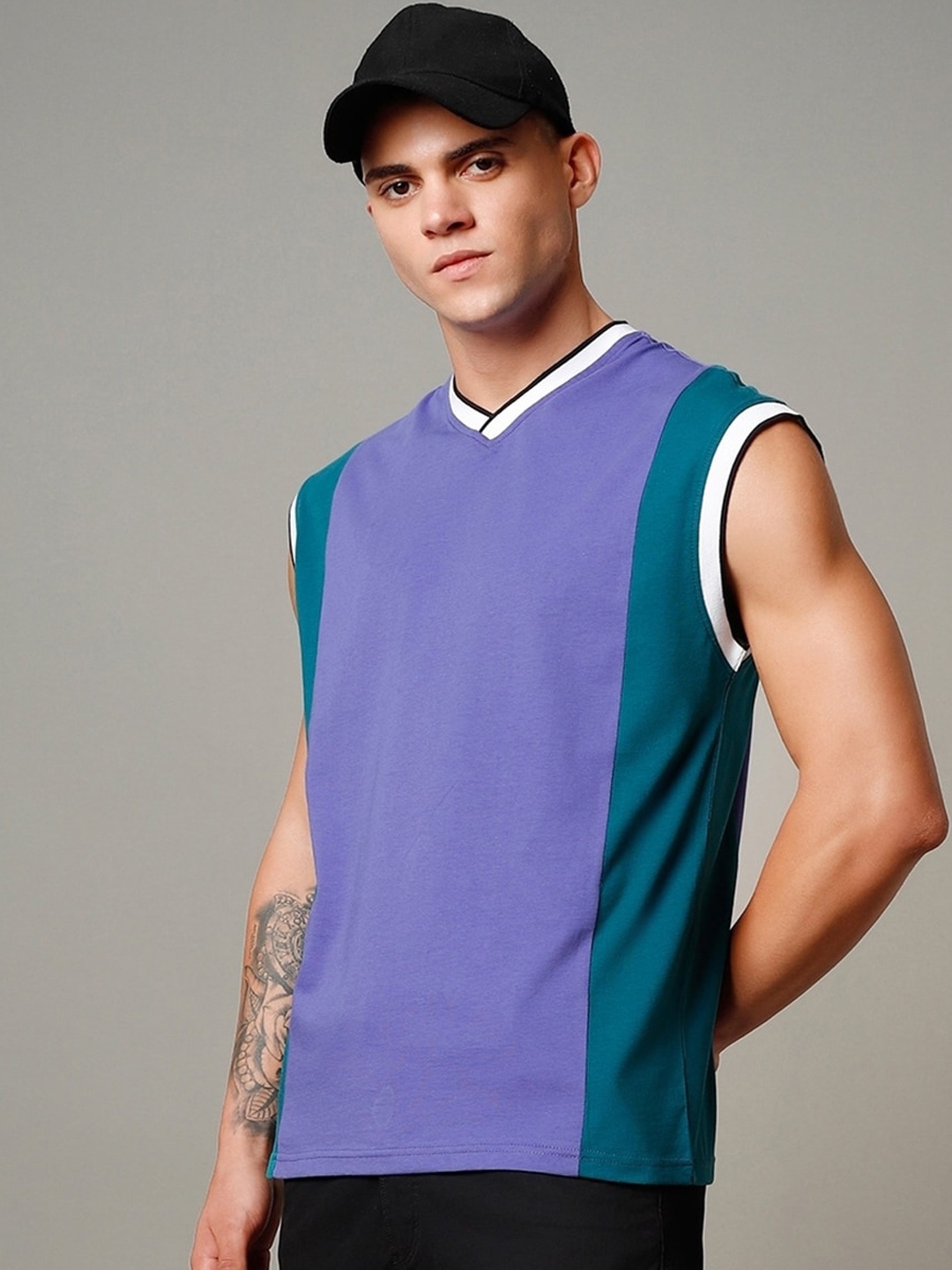 

Bewakoof Block Oversized Vest, Blue