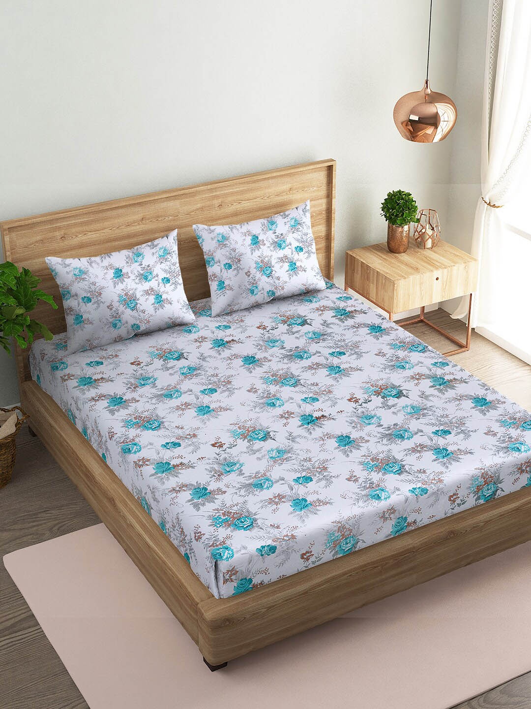 

Naksh Green & Brown Floral Cotton 186 TC Queen Bedsheet With 2 Pillow Covers