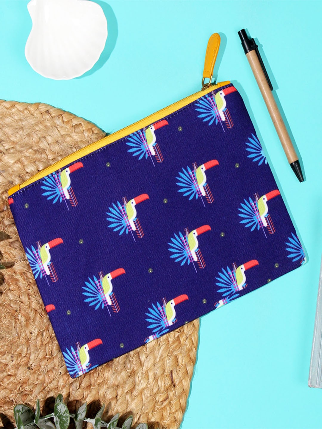 

Happening Hippo Printed Multi-Function Makeup Accessory Organiser Travel Pouch, Blue