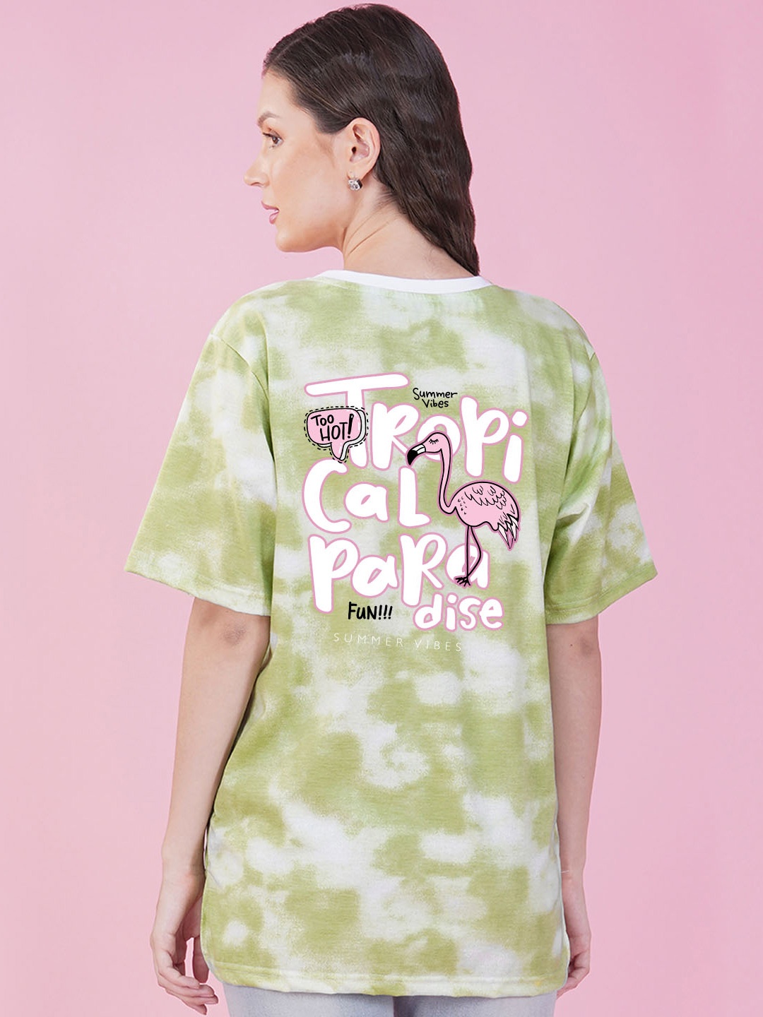 

NUSYL Tie and Dyed Drop Shoulder Sleeves Oversized T-shirt, Green
