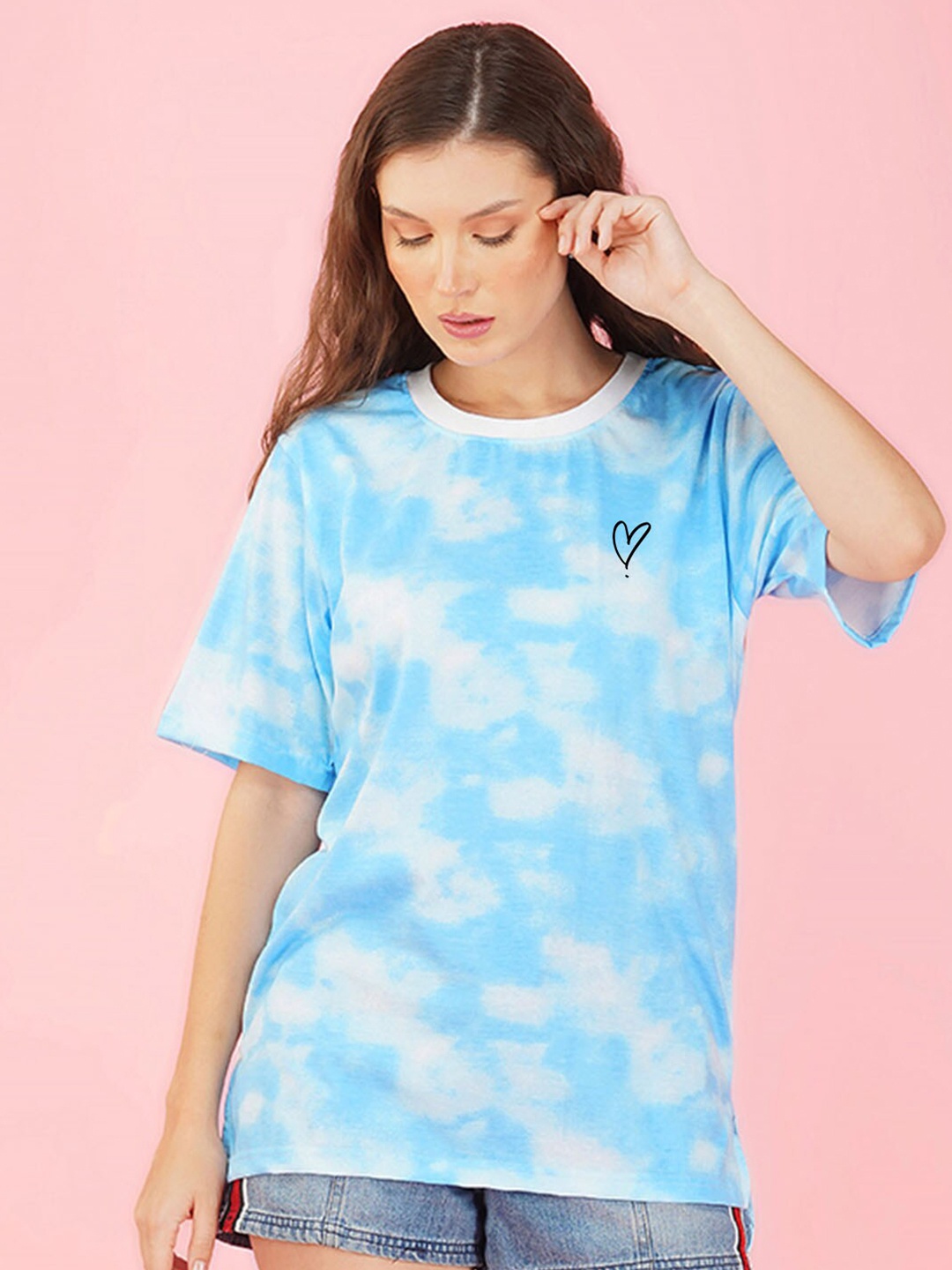 

NUSYL Tie Dyed Longline Oversized T-shirt, Blue