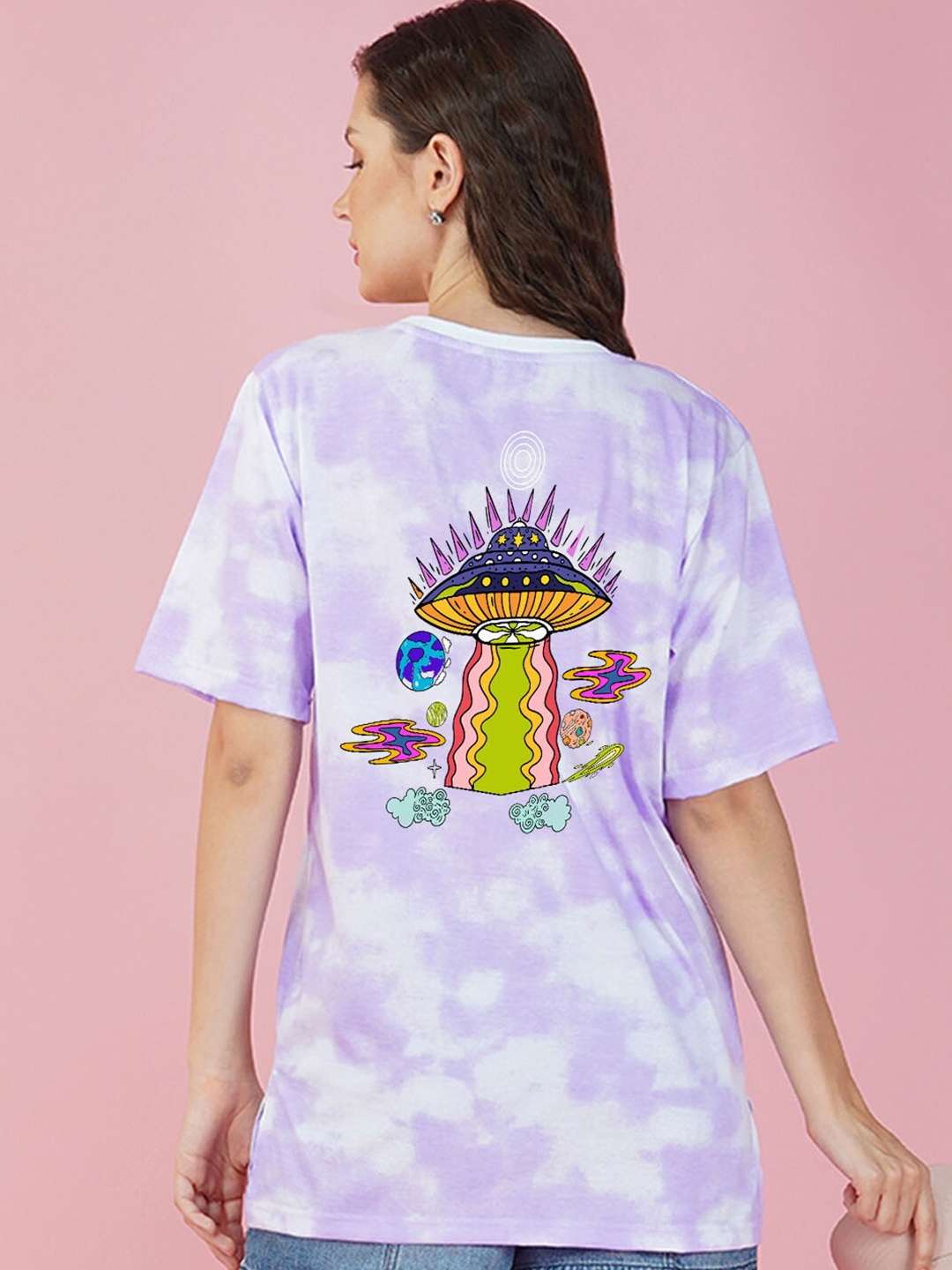 

NUSYL Graphic Printed Boxy T-shirt, Purple