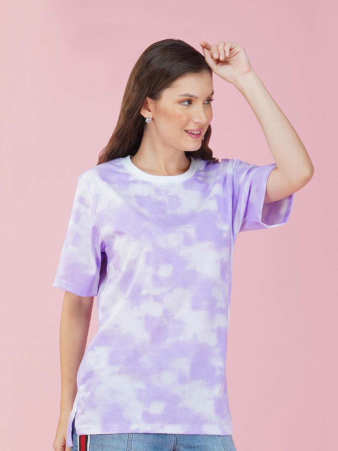 

NUSYL Tie & Dye Longline T-shirt, Purple