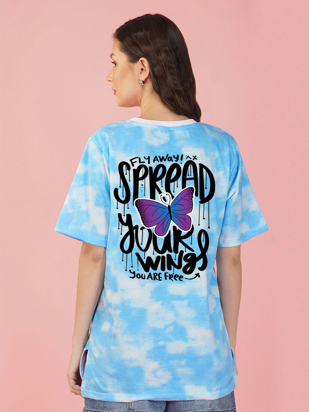 

NUSYL Typography Printed Boxy T-shirt, Blue