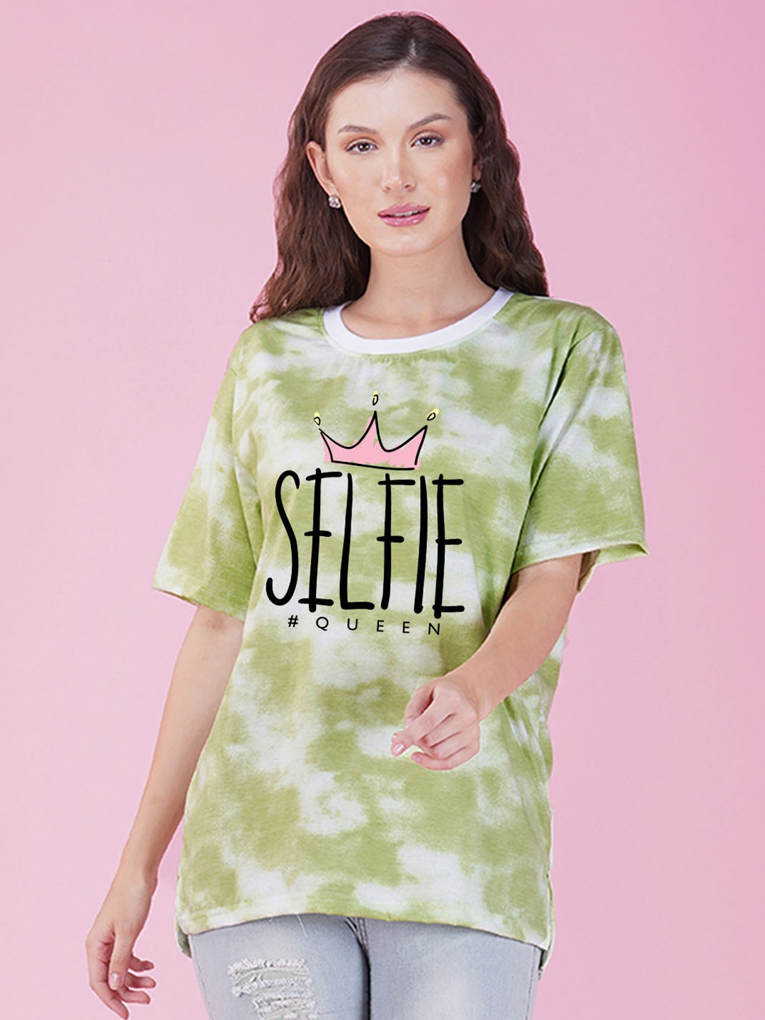 

NUSYL Tie & Dyed Cotton Boxy T-shirt, Green