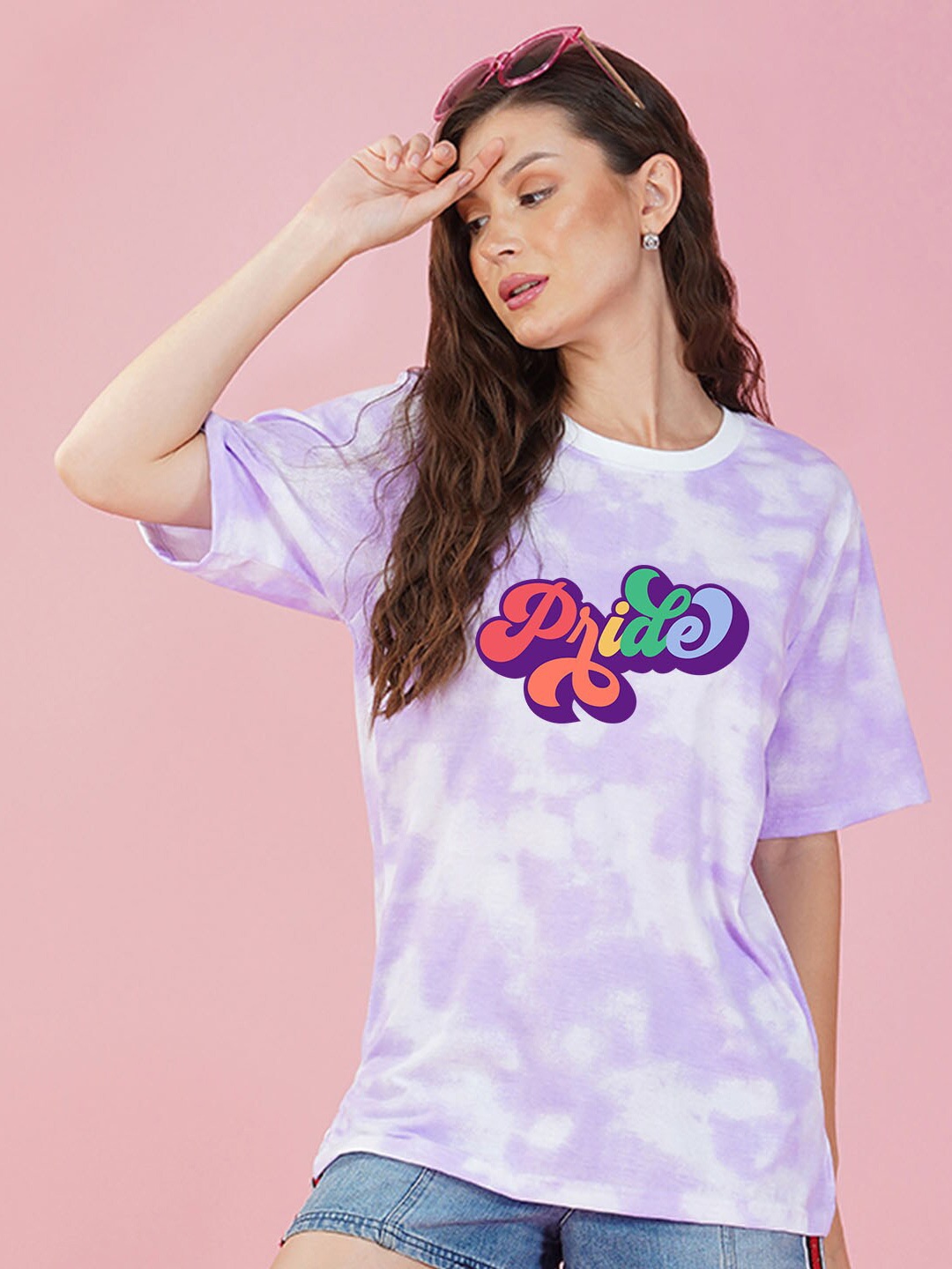 

NUSYL Tie & Dyed Cotton Boxy T-shirt, Purple