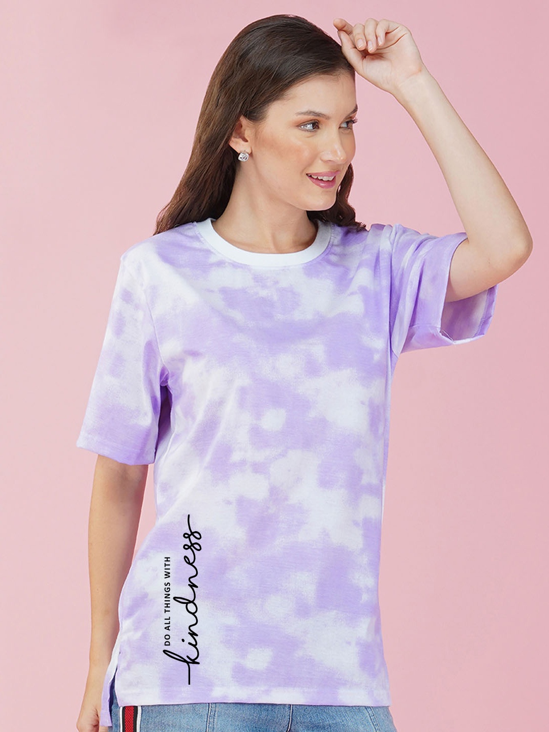 

NUSYL Tie Dye Longline Oversized T-shirt, Purple