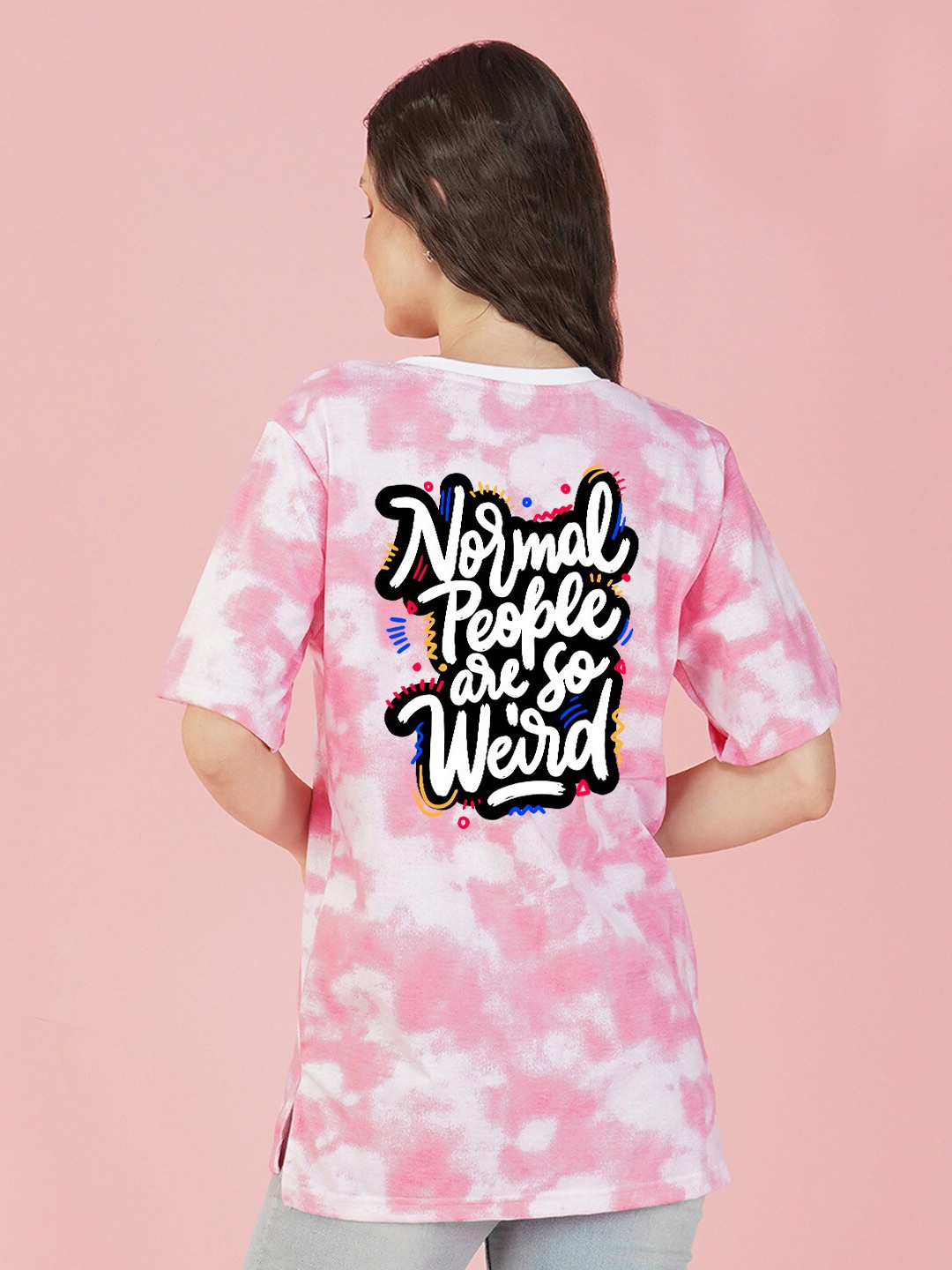 

NUSYL Boxy Tie & Dye Dyed Round Neck Cotton T-shirt, White