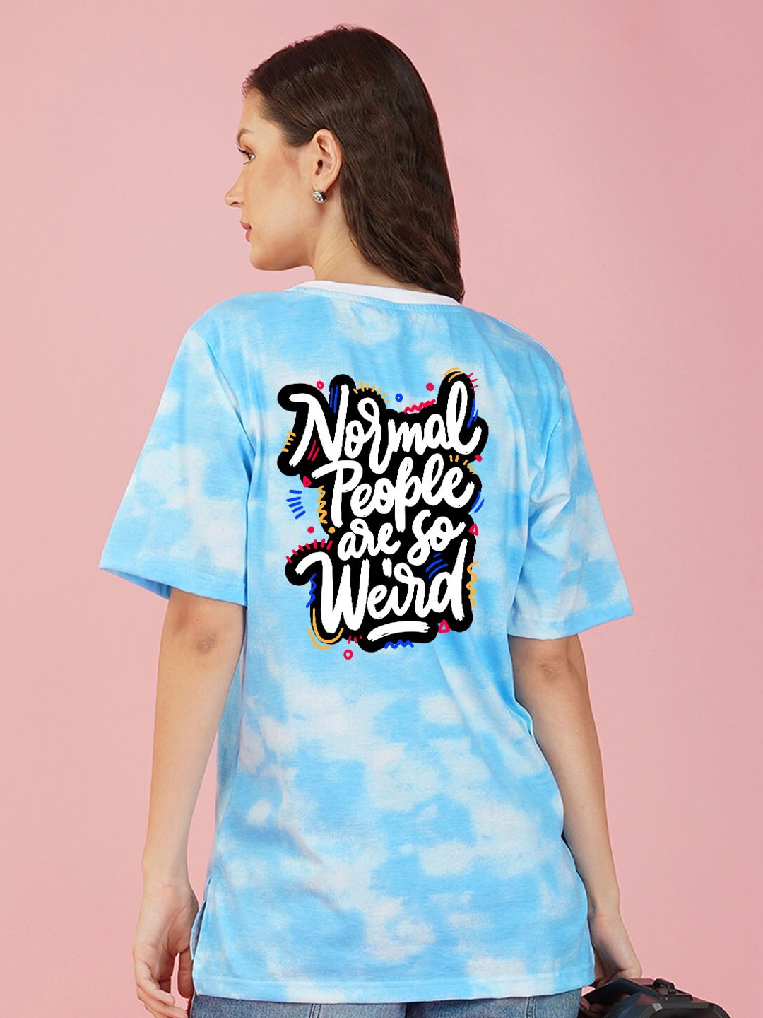 

NUSYL Tie & Dye Dyed Drop-Shoulder Sleeves Boxy T-shirt, Blue