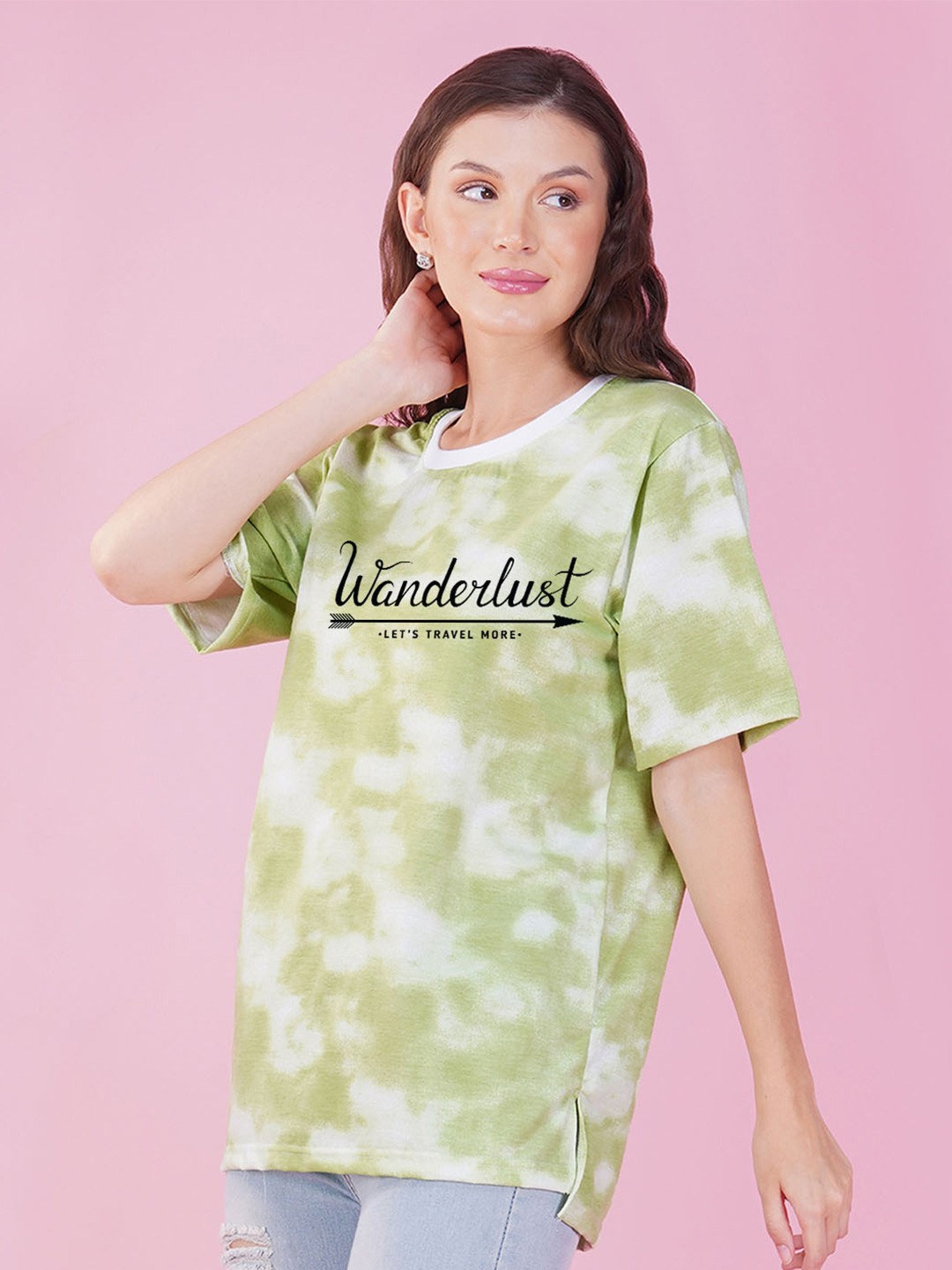 

NUSYL Tie & Dye Dyed Drop-Shoulder Sleeves Boxy T-shirt, Green
