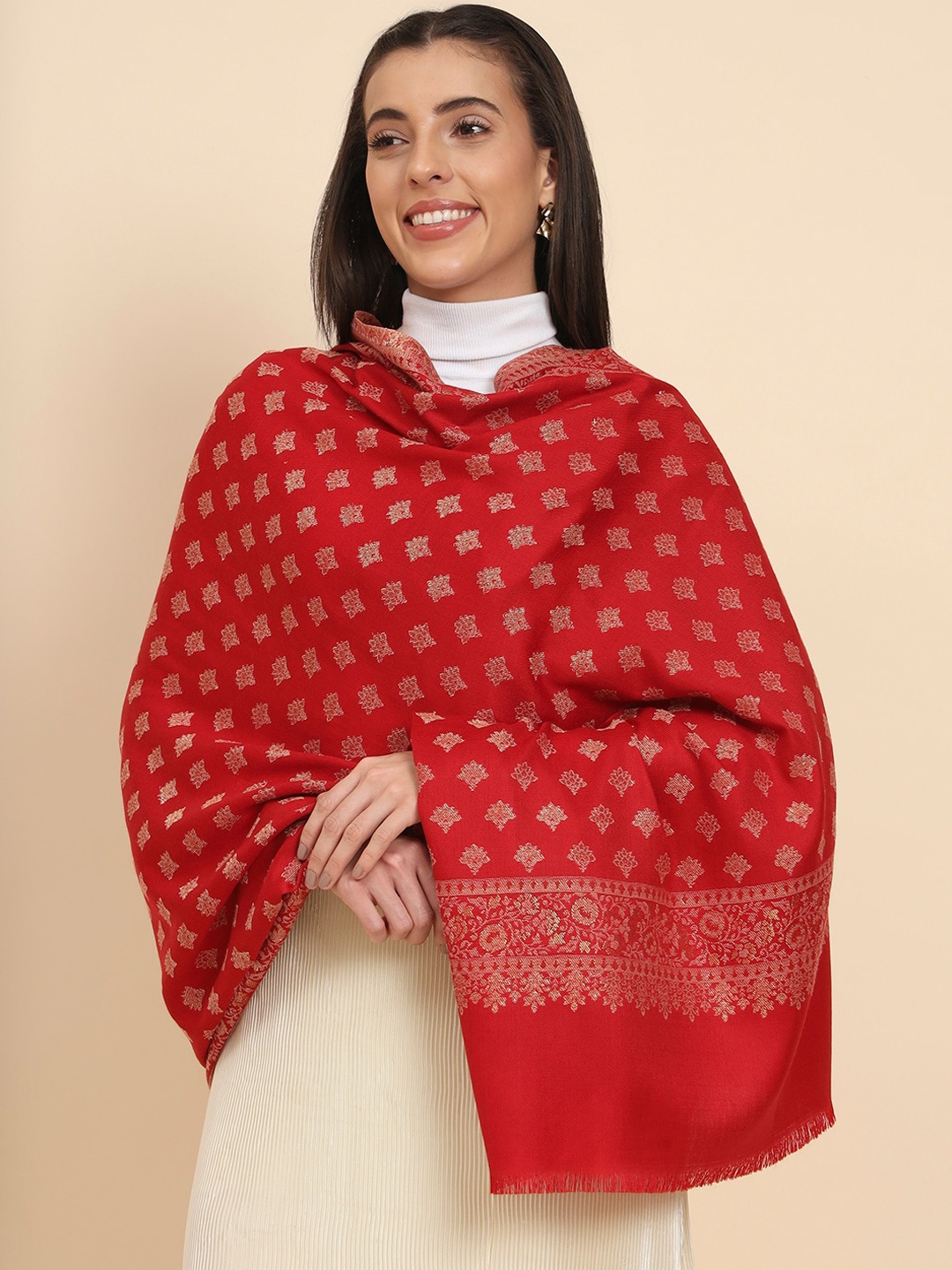 

Pashmoda Kaani Woven Design Shawl, Maroon
