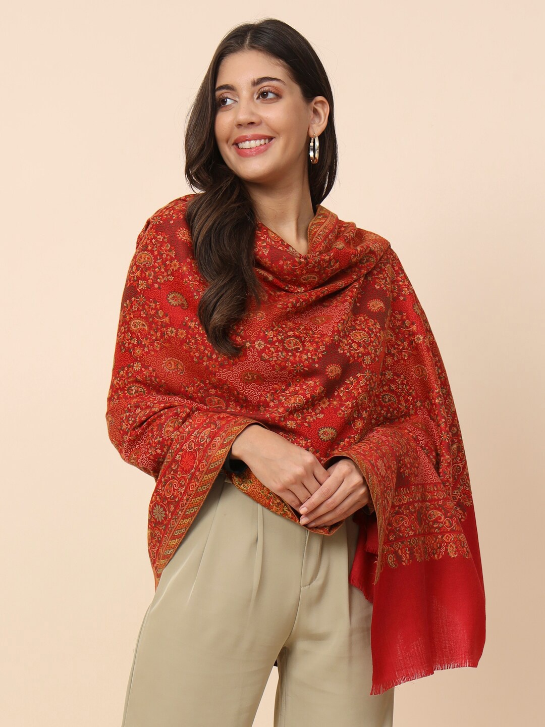 

Pashmoda Kaani Woven Design Shawl, Maroon