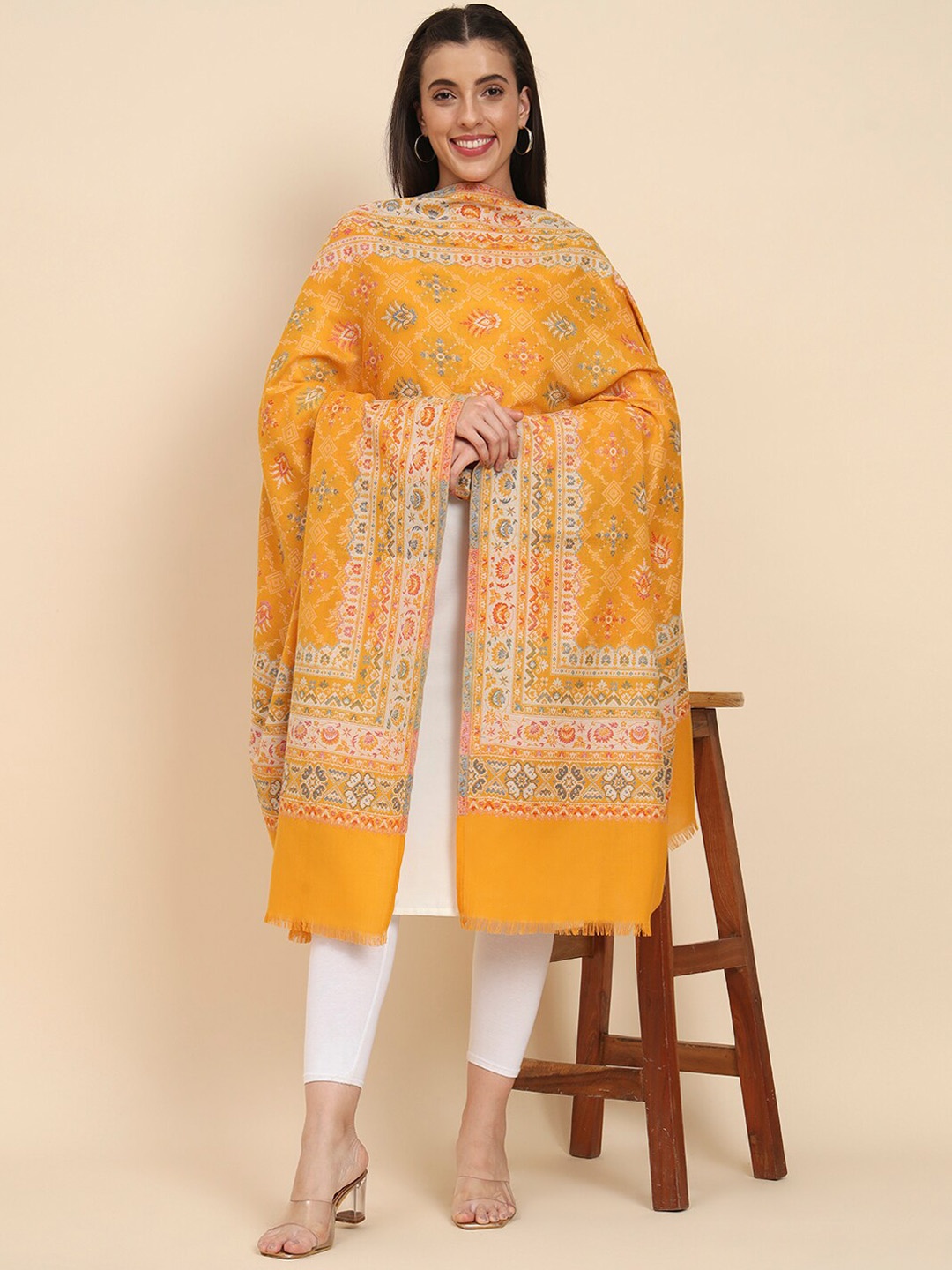 

Pashmoda Paisley Woven Design Shawl, Yellow