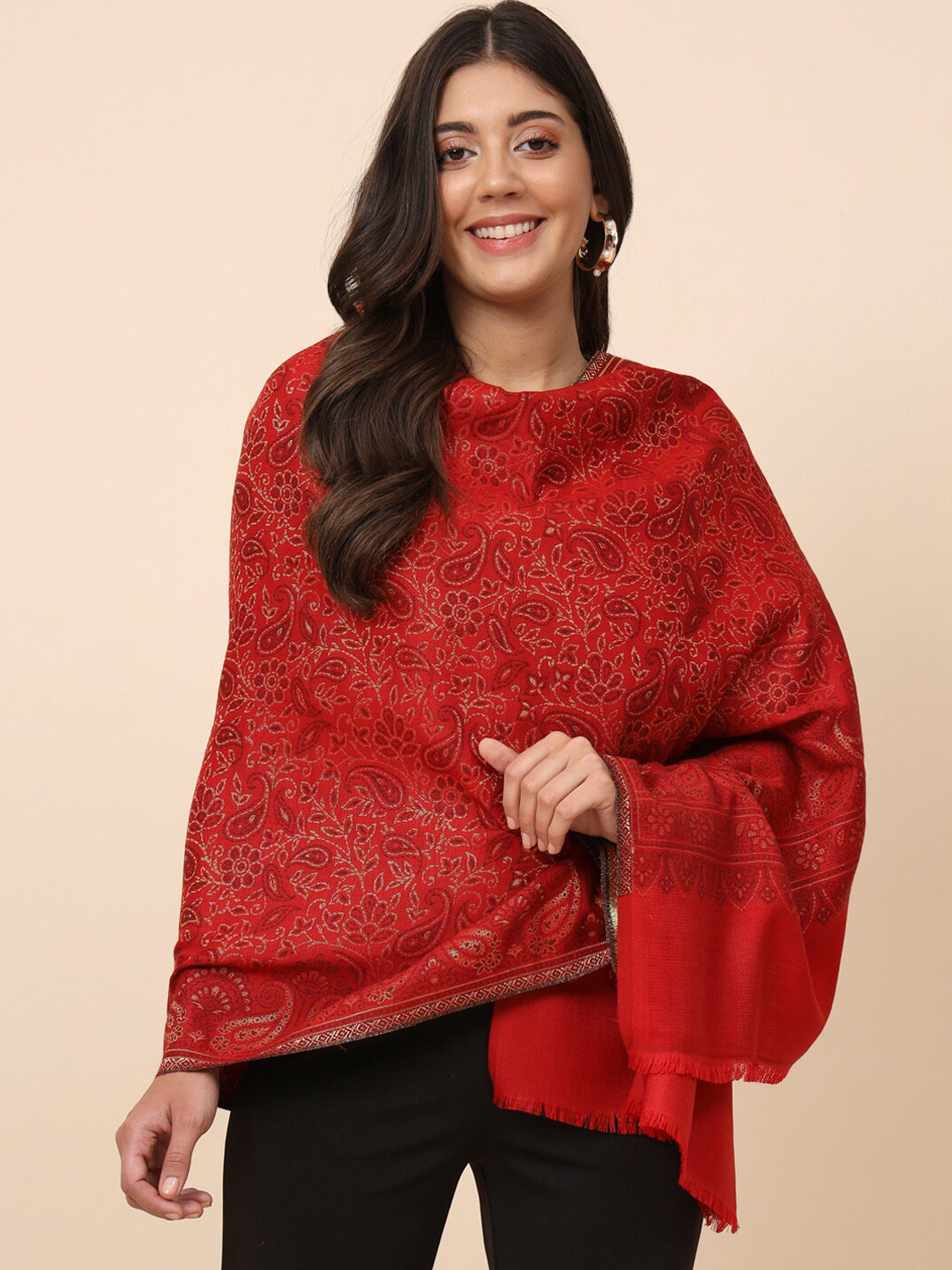 

Pashmoda Paisley Woven Design Shawl, Red