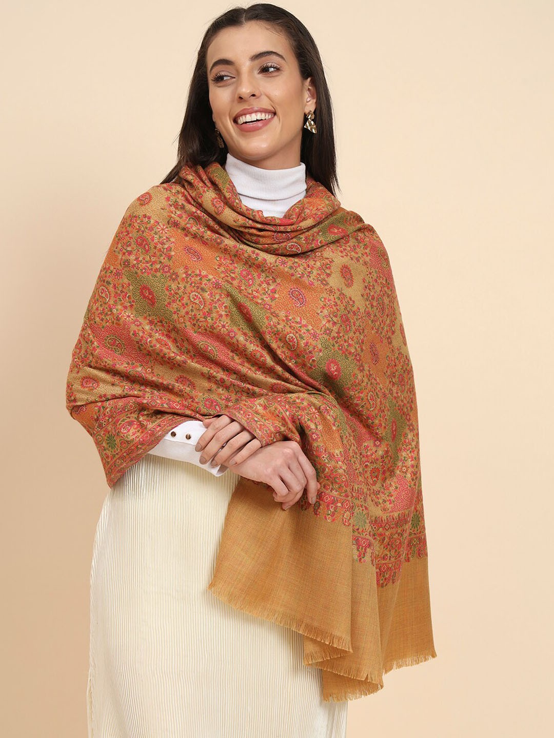 

Pashmoda Paisley Woven Design Shawl, Mustard